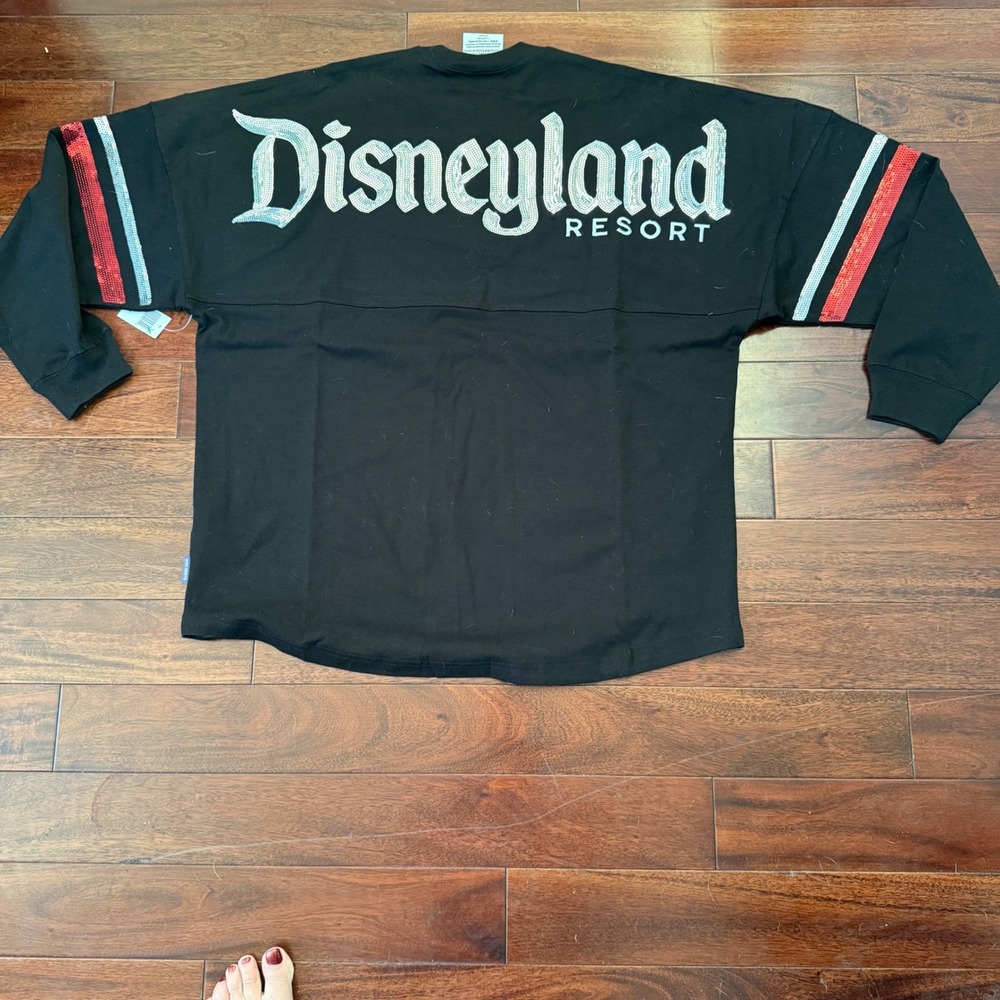Disneyland Spirit Jersey Mickey Mouse Sequin Black Large NWT Disney Parks - Picture 2 of 8